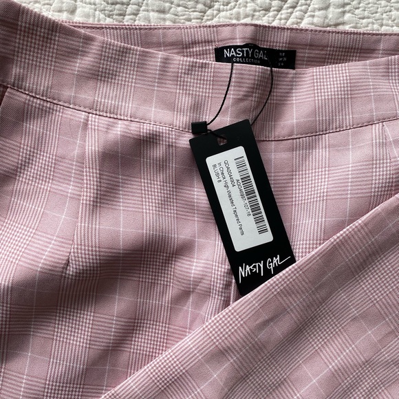 Check High Waisted Slim Fit Tapered Trousers - Picture 7 of 7